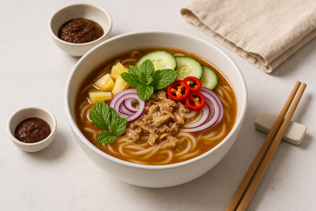 Laksa Penang (Asam Laksa) – Sauer-würzige Fischsuppe