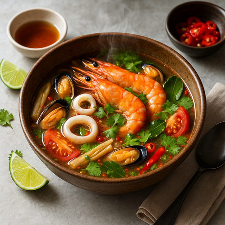 Tom Yum Talay (ต้มยำทะเล) – Scharfe Meeresfrüchtesuppe