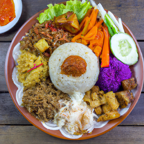 Nasi Campur – „Gemischter Reis“ mit verschiedenen Beilagen image