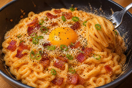 Buldak Carbonara Rezept: So verfeinerst du die rosa Nudeln - RamenHeaven