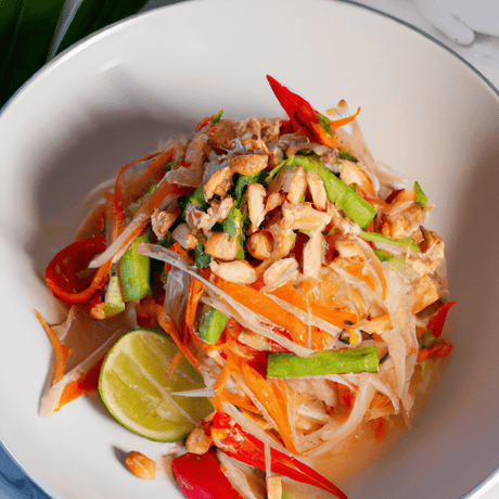 Som Tam Thai (ส้มตำไทย) – Klassischer Papayasalat mit Erdnüssen - RamenHeaven